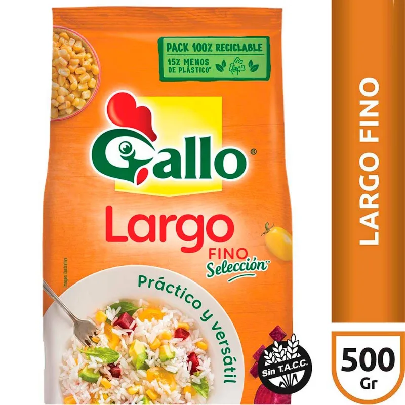 Arroz Grano Largo Fino Selección 500 Grs Gallo