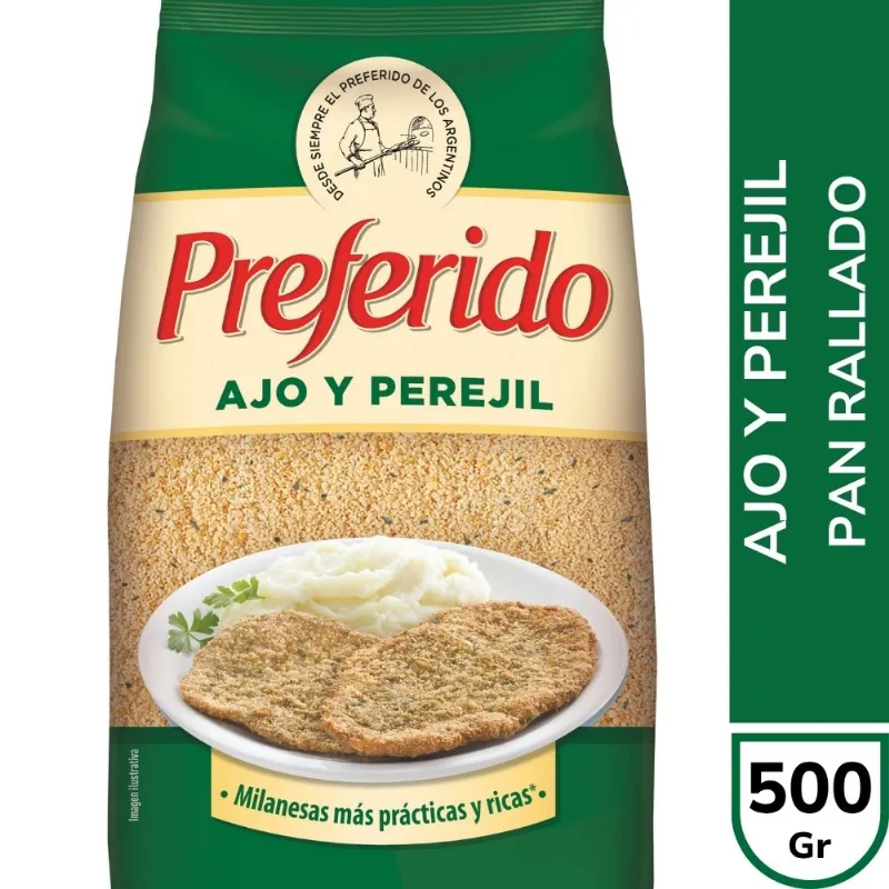 Pan Rallado Sabor ajo y perejil 500 Grs Preferido Pan Rall Preferido Ajo Y Perej Fortificado X500g
