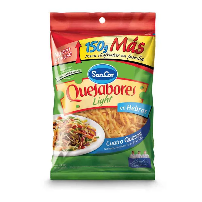 Queso Rallado Sancor En Hebras Light 300 Gr