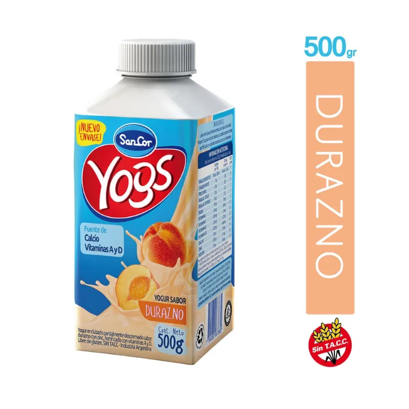 Yogurt Entero Yogs Bebible Durazno 500 Gr