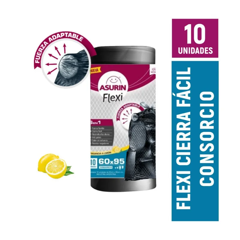 Bolsa de residuos Asurín flexi cierre fácil band 60x95 cm