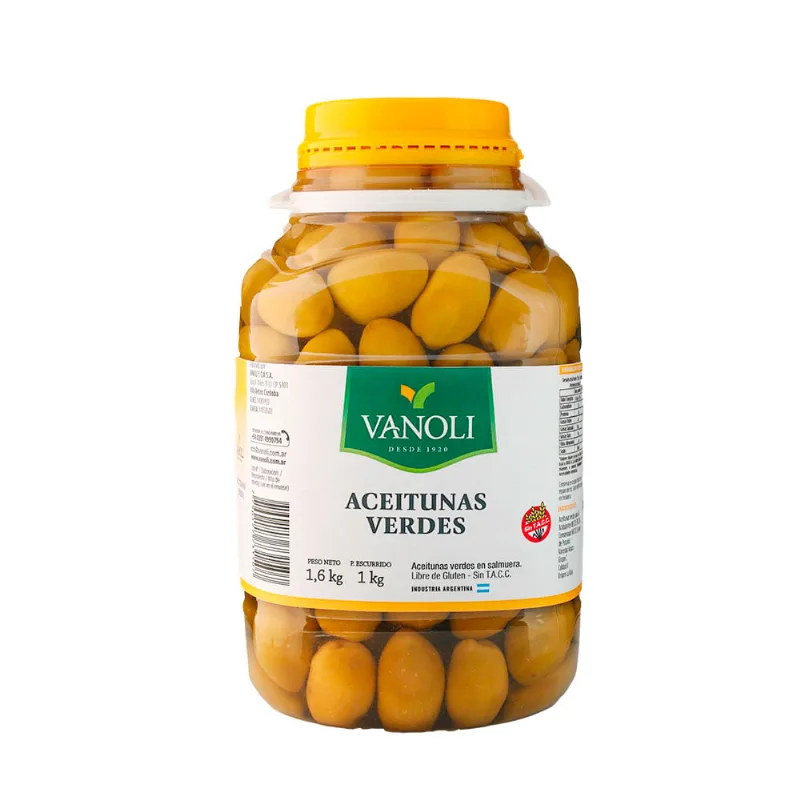 Aceitunas Verdes Tradicional 1 Kg Vanoli Aceitunas Verdes Vanoli Pote 1 Kg