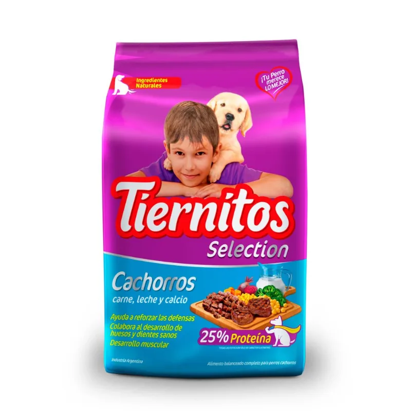 Alimento seco para perro Tiernitos 3 kg. cachorros carne, leche y calcio
