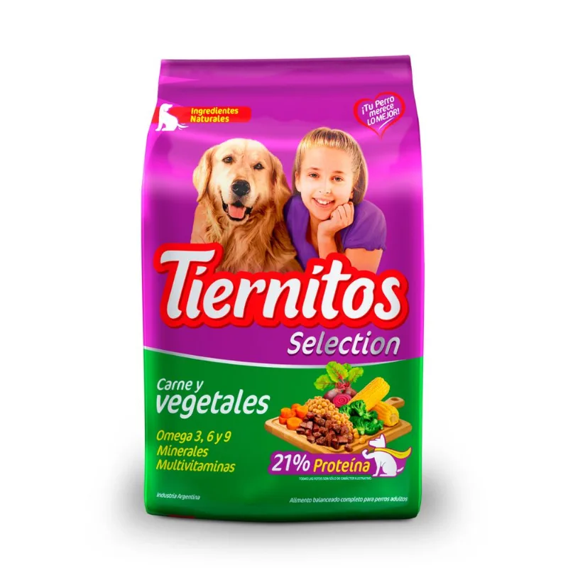 Alimento seco para perro Tiernitos 15 kg. adultos carne y vegetales