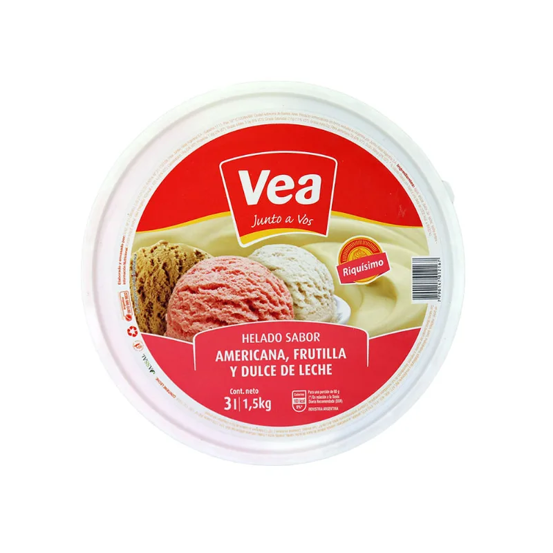 Helado Vea Balde Sabor Frutilla/americana/ddl-americana/frutilla/dulce De Leche-bde-kg-1.5