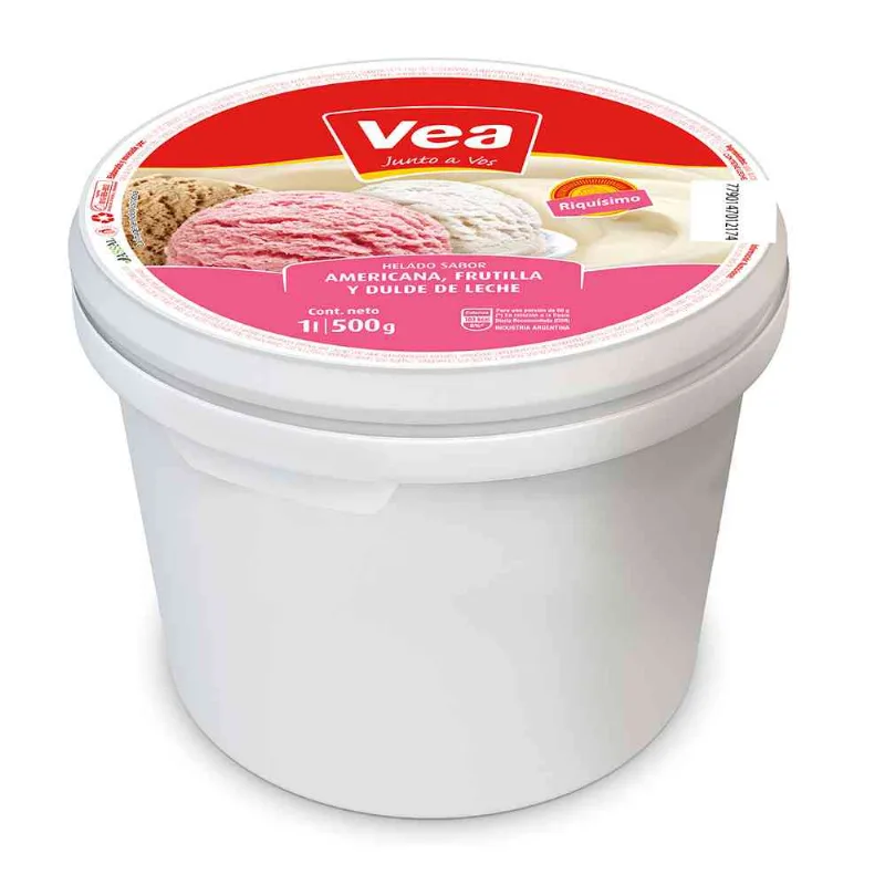 Helado Vea Pote Sabor Frutilla/americana/ddl-americana/frutilla/dulce De Leche-pot-gr.-500