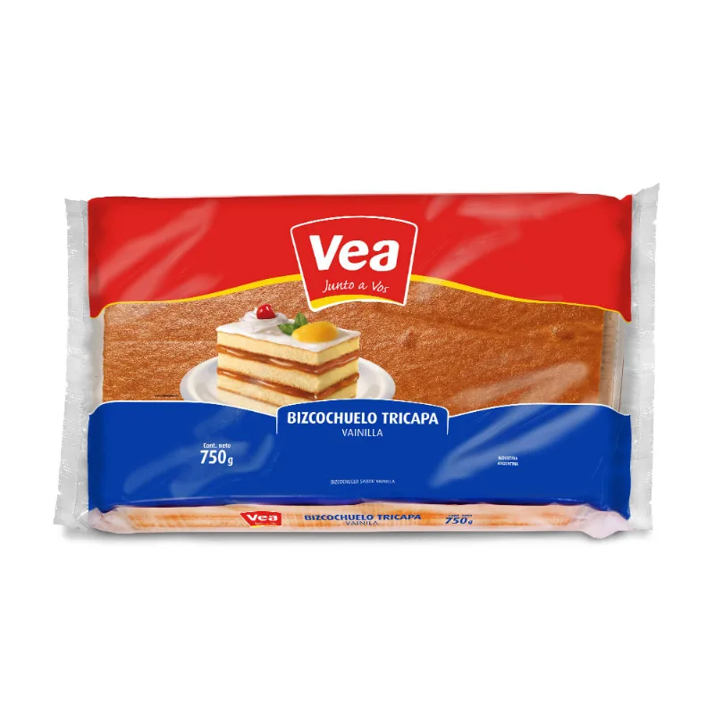 Bizcochuelo Vainilla Tricapa 750 Gr Vea