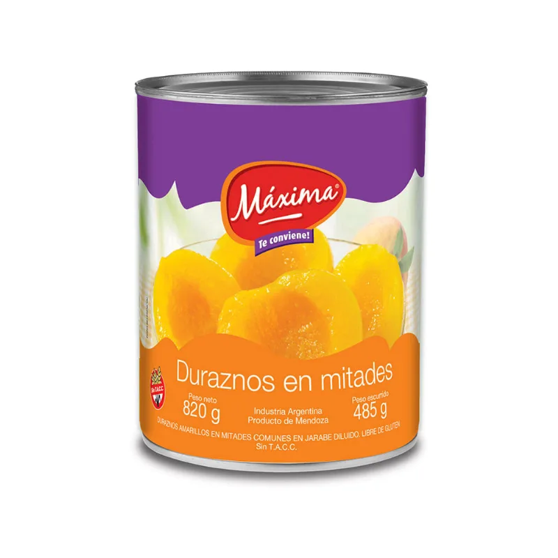 Duraznos En Mitades Maxima 820gr