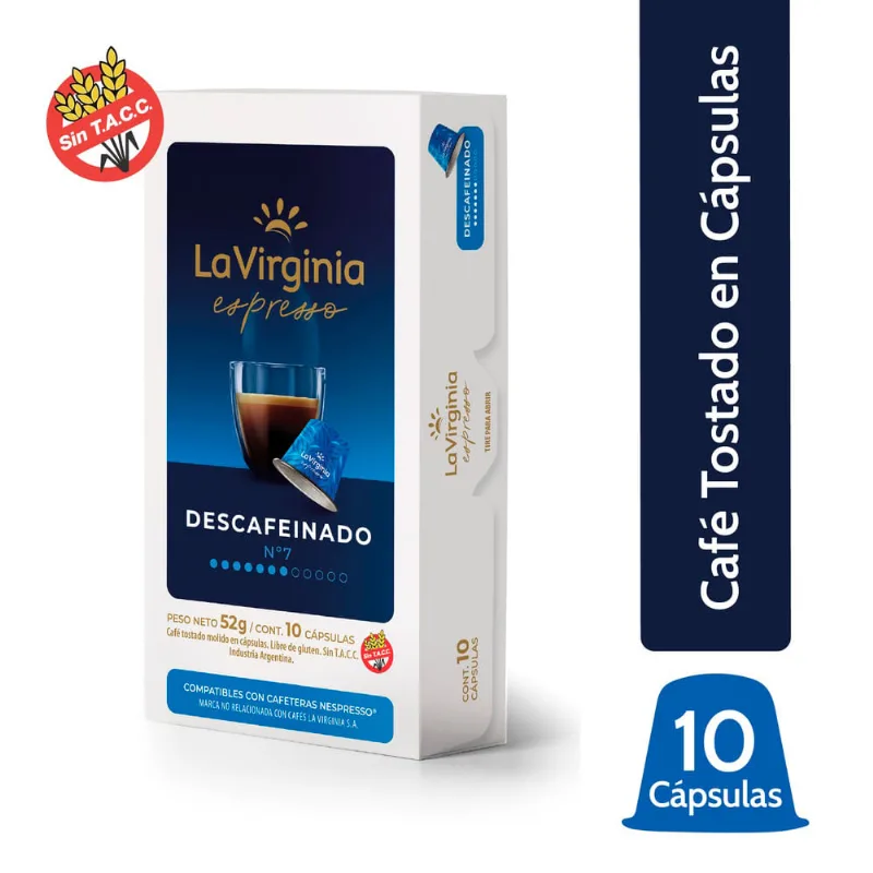 Café Descafeinado en Cápsulas 52 Grs x 10 Un La Virginia