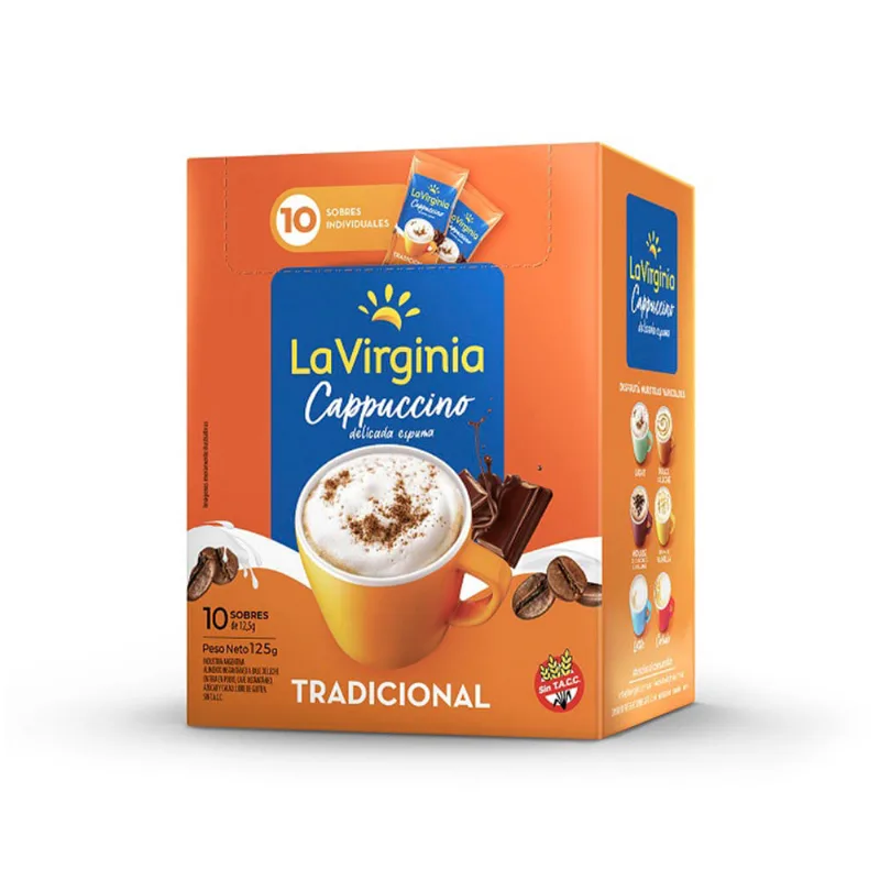 Cappuccino Tradicional 125 Grs x 10 Un La Virginia Mix Cappuccino La Virginia Tradicional 125g