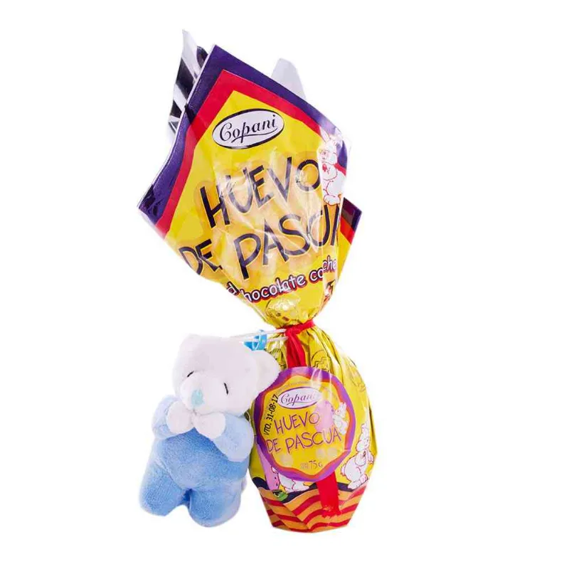Huevo Con Peluche X75 G. Huevo De Pascua Cabaña San Ignacio Chocolate Negro Peluche Paq 75 Gr.