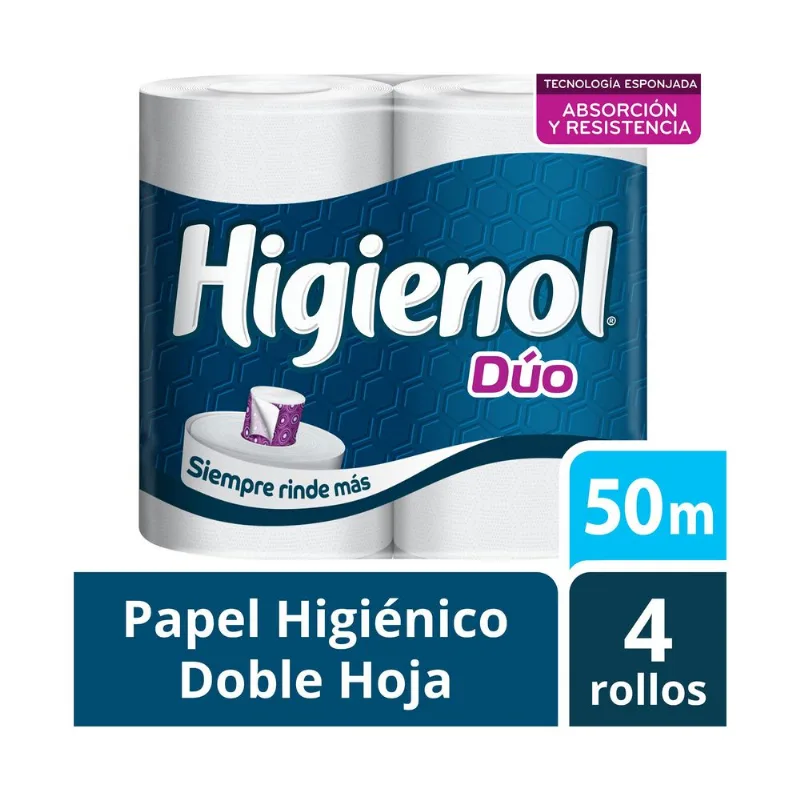 Papel higiénico Higienol Duo Aloe Panal doble hoja 50 mts 4 uni