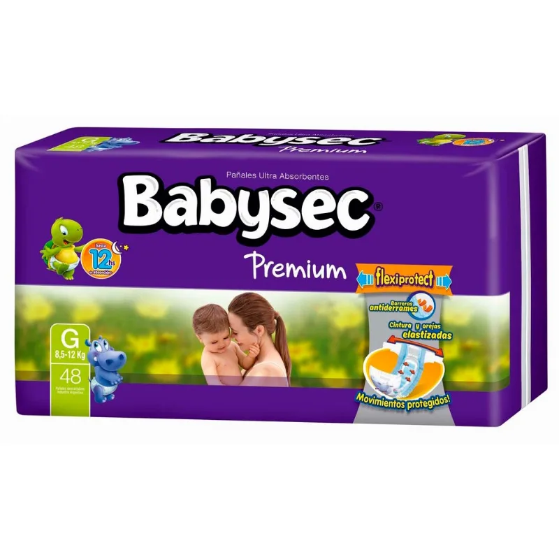 Pañales Descartables Babysec Premium Movim. Proteg 3d G Pañales Descartables Babysec Premium Movimientos Protegido Grande 48 U