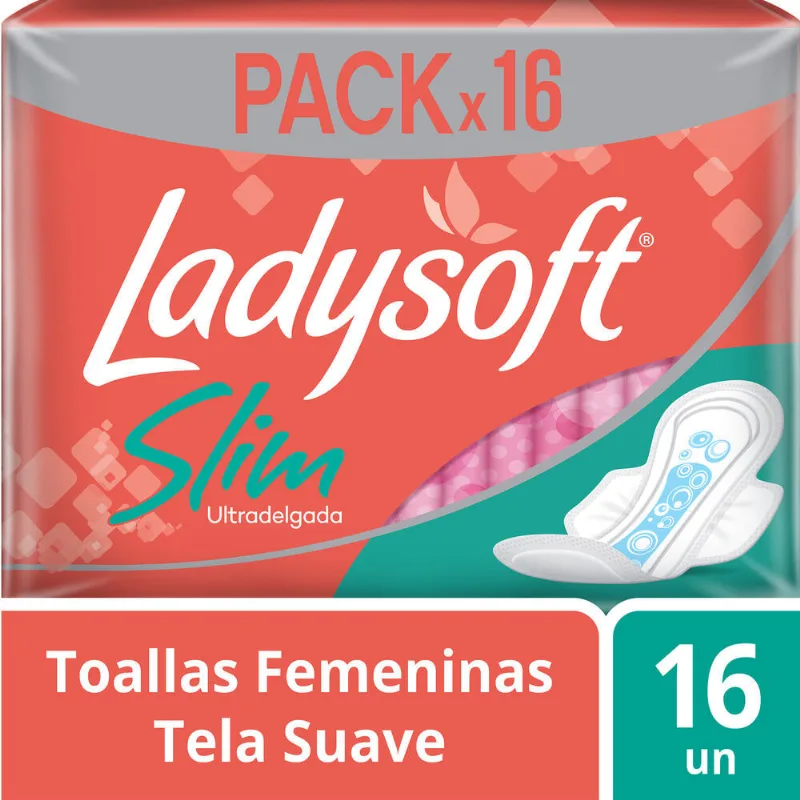 Toalla femenina ultra delgada slim c alas Ladysoft x 16 uni