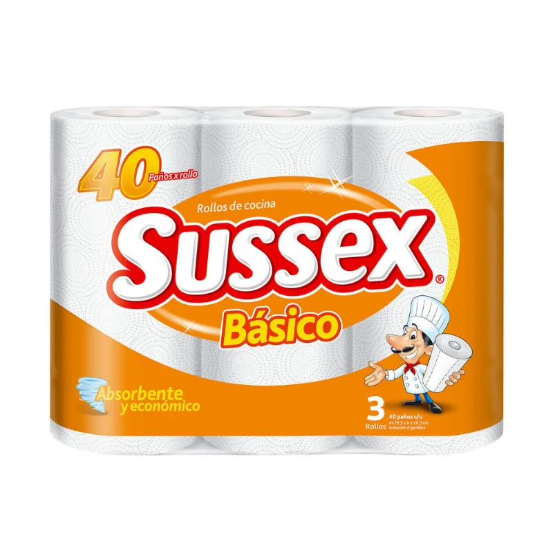 Rollo de cocina Sussex básico 40 paños x 3 u.