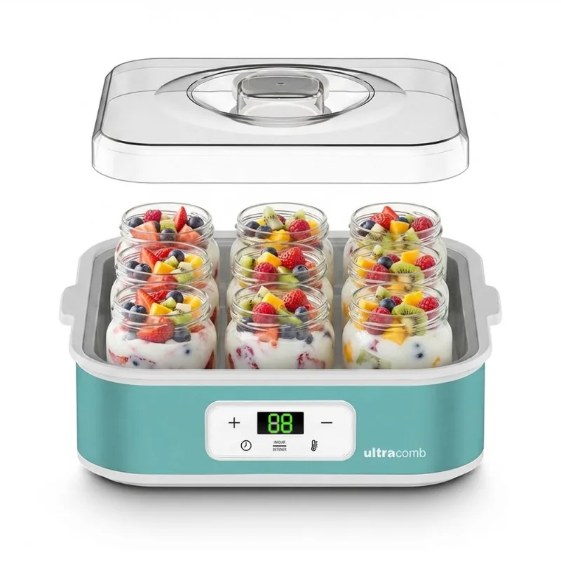 Yogurtera Digital Ultracomb YG-2709 9 Jarros Vidrio Con Receta Celeste