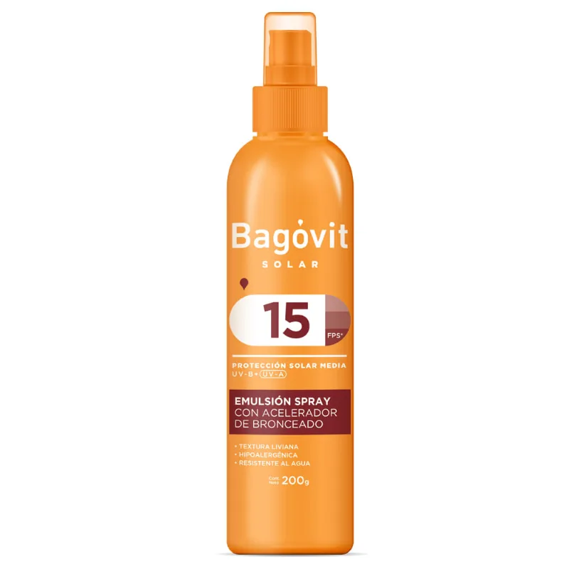 Acelerador de Bronceado en Spray Bagóvit Solar Fps 15 x 200 ml