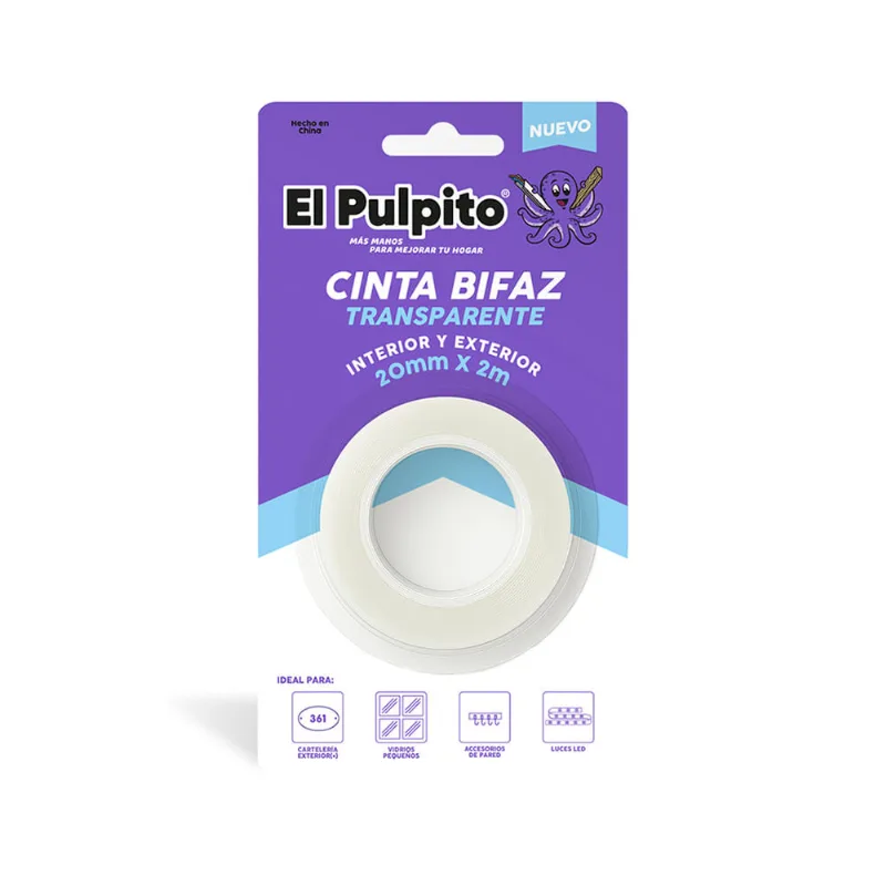 Cinta Bifaz 2 Mts Montaje Transparente El Pulpito