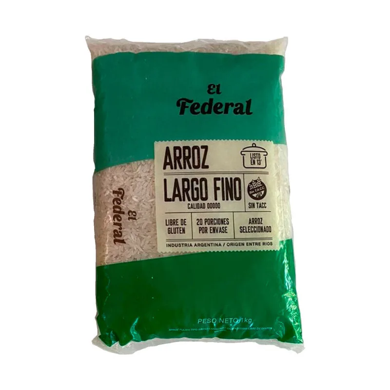Arroz largo fino 00000 El Federal 1 kg.