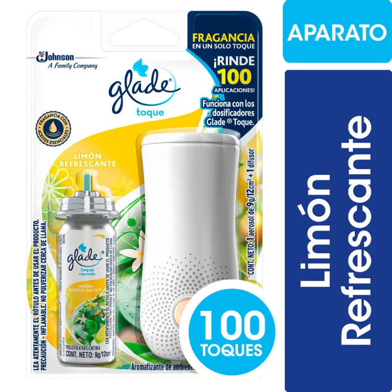 Aromatizante Glade Toque Aparato 9 Grlimón Refrescante (con Imán)