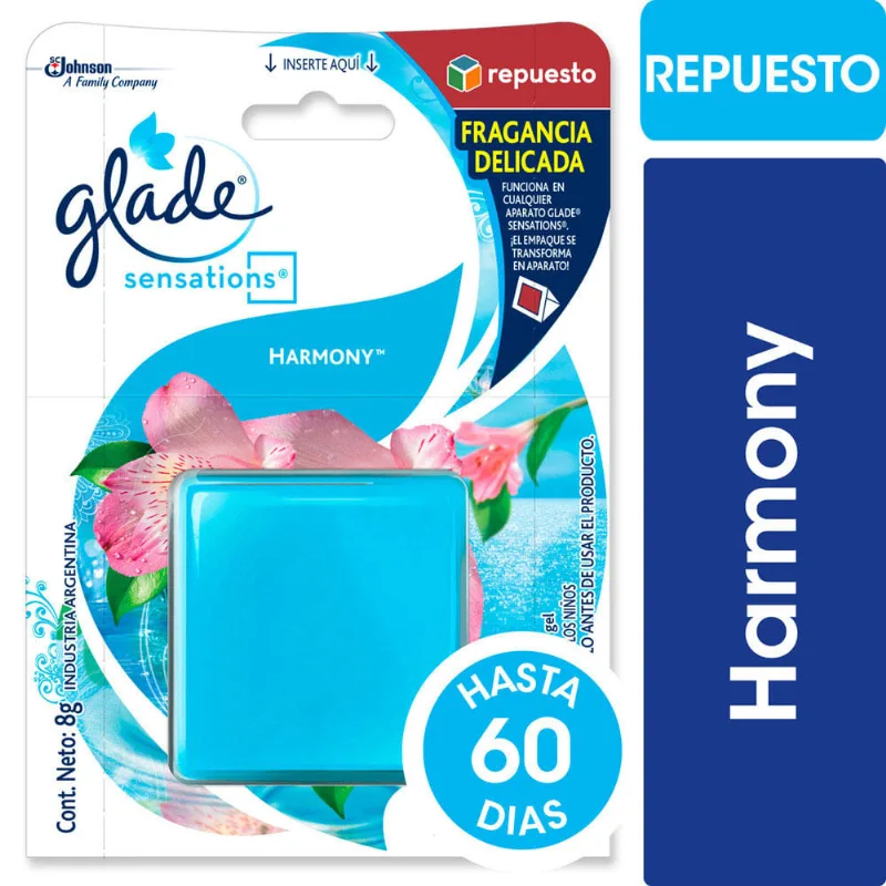 Aromatizante De Ambientes En Gel Glade Sensations Harmony Repuesto 8gr