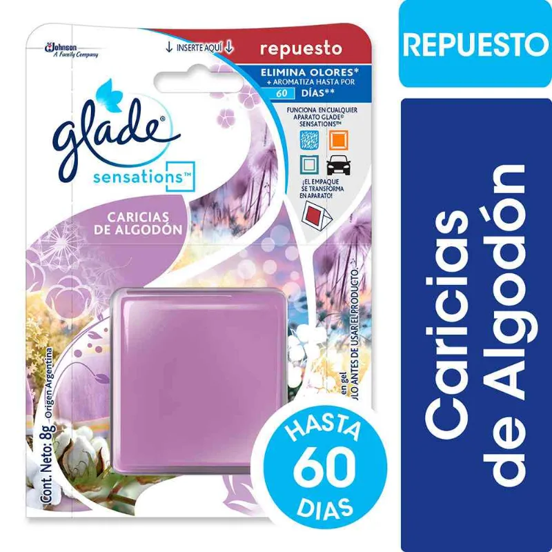 Desodorante De Ambientes Glade Continuo X 1u Desodorante De Ambiente Glade Caricias De Algodón 8 Gr
