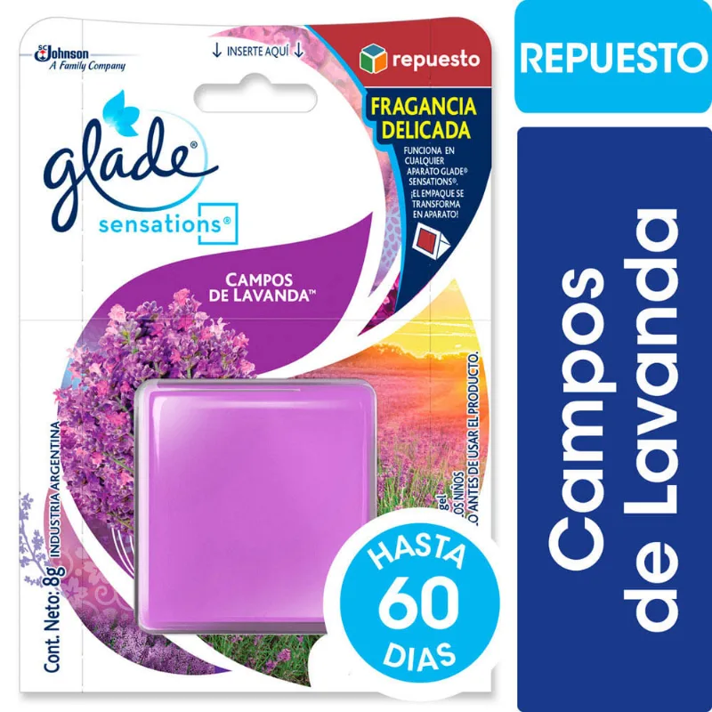 Aromatizante De Ambientes En Gel Glade Sensations Lavanda Repuesto 8gr