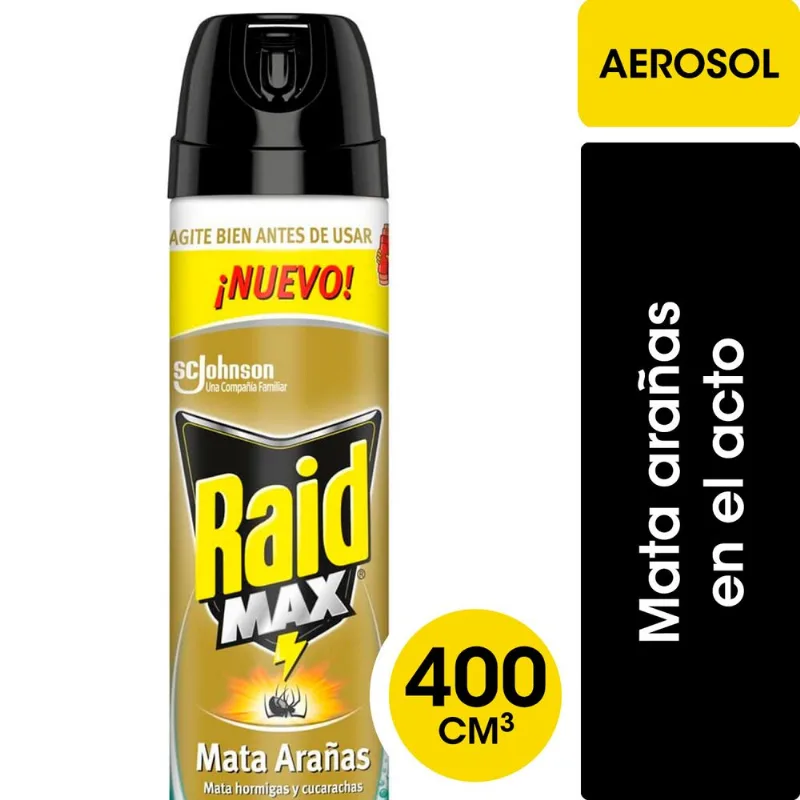 Insecticida Raid Max Mata Arañas Eucaliptus 400 cc