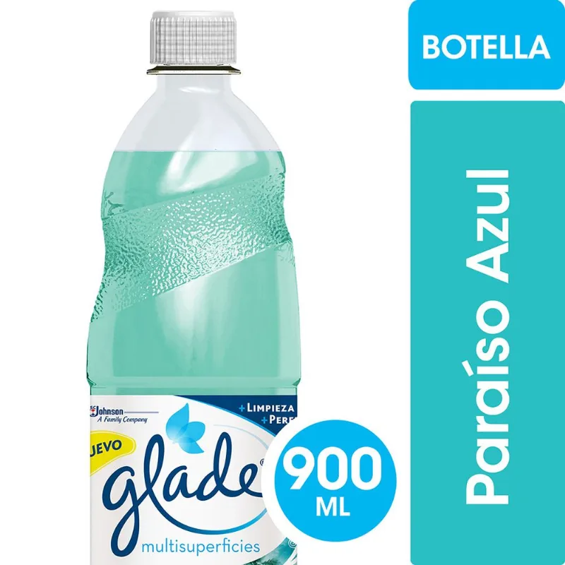 Limpiador líquido multisuperficies Glade paraíso azul botella 900 ml.