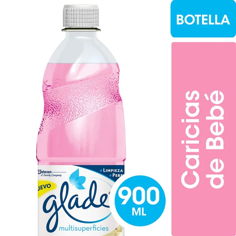 Limpiador líquido multisuperficies Glade caricias de bebé botella 900 ml.