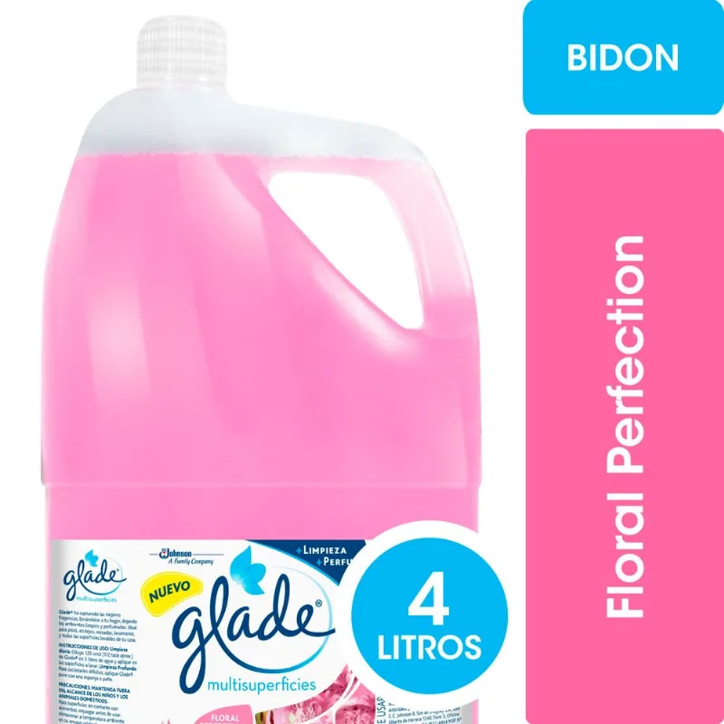 Limpiador de Pisos y Multisuperficies Glade Floral Perfection Botella 4 L