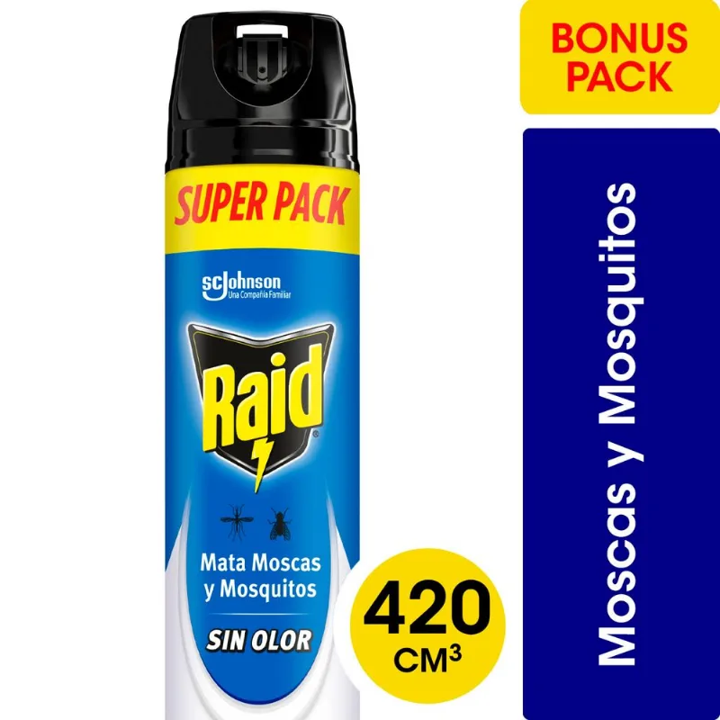 Insecticida Raid Aerosol Mata Moscas y Mosquitos Sin Olor 420 cc