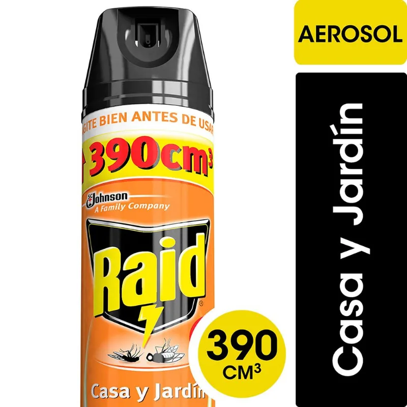 Insecticida Raid casa y jardín 390 cc.