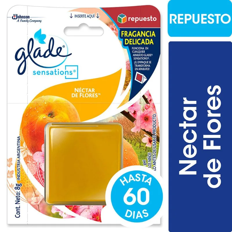 Aromatizante de ambientes en gel Glade sensations néctar de flores repuesto 8 g.