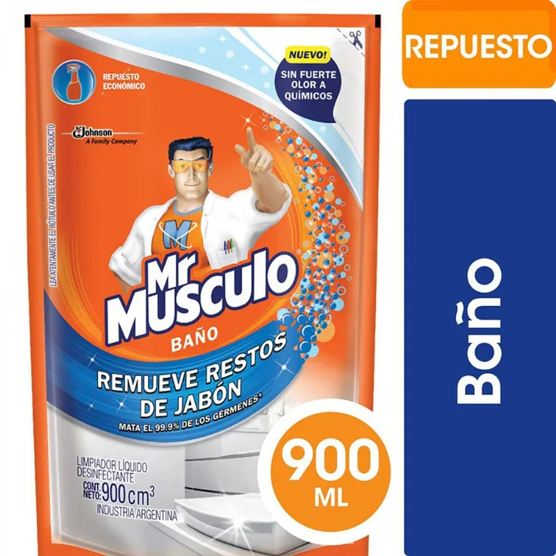 Limpiador de baño Mr Músculo líquido repuesto 900 ml.