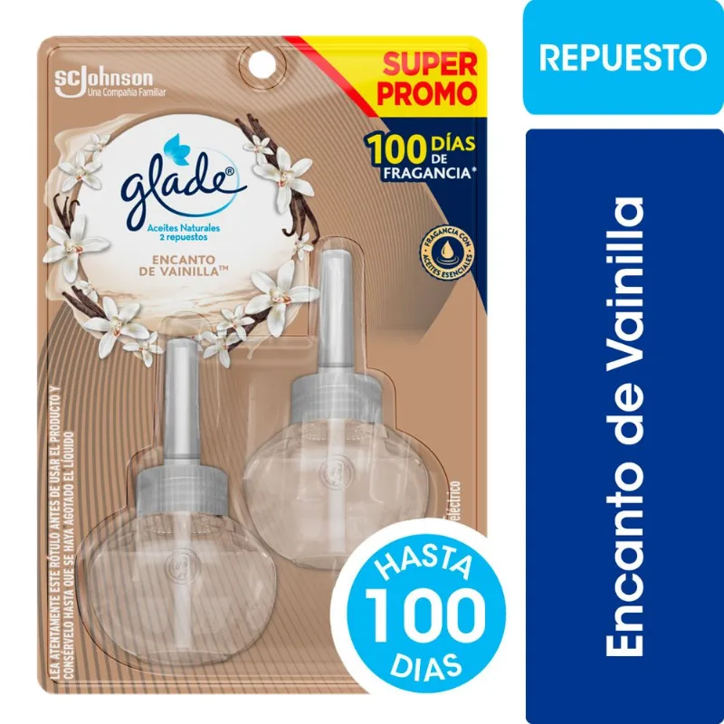 Aromatizante Glade Aceites Naturales Vainilla Repuesto 21 ml 2 un.