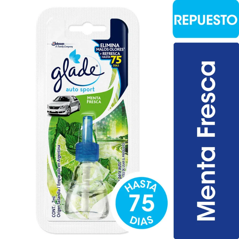 Aromatizante Auto Glade Menta Fresca Repuesto 7ml