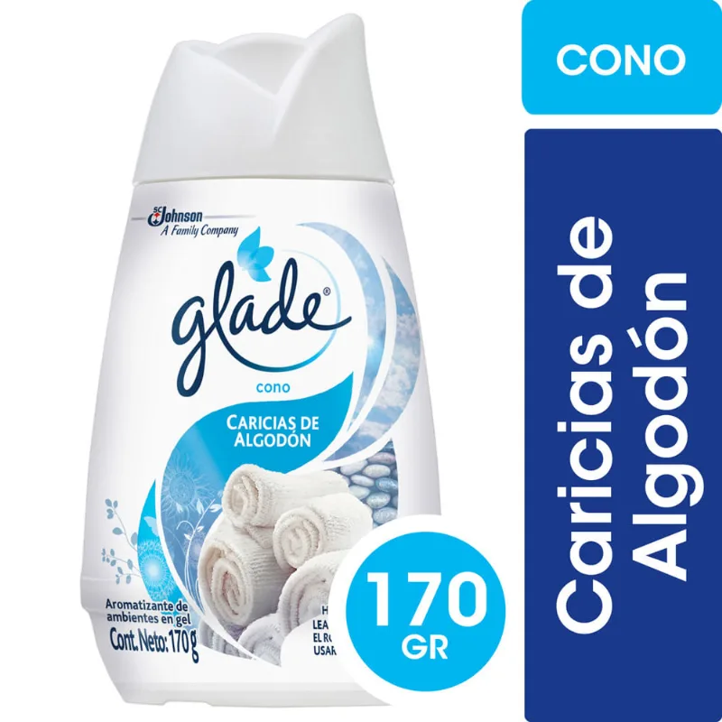 Aromatizante De Ambientes En Gel Glade Cono Caricias De Algodón 170gr