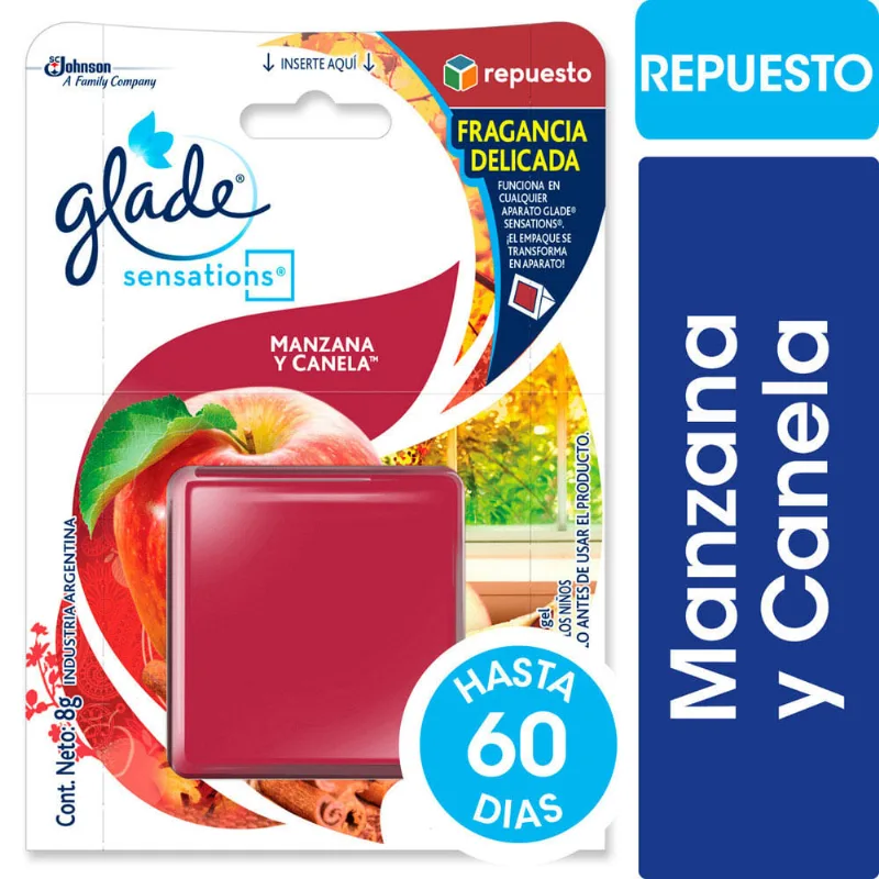 Aromatizante De Ambientes En Gel Glade Sensations Manzana Y Canela Repuesto 8gr