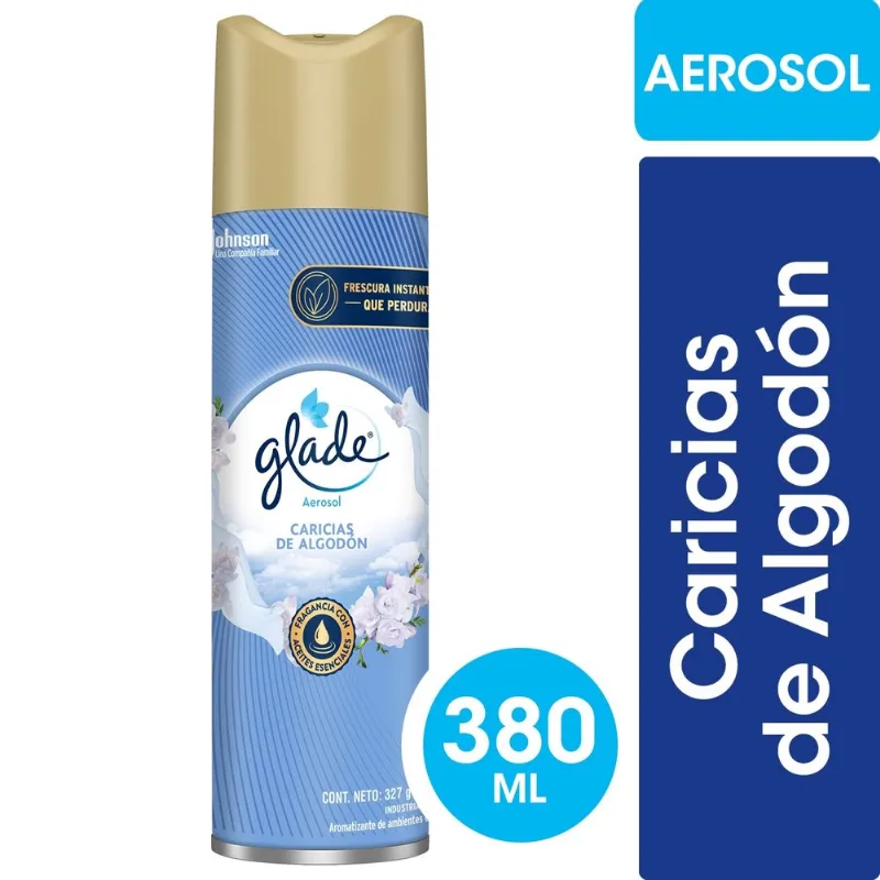 Aromatizante de ambientes Glade caricias de algodón en aerosol 380 ml.