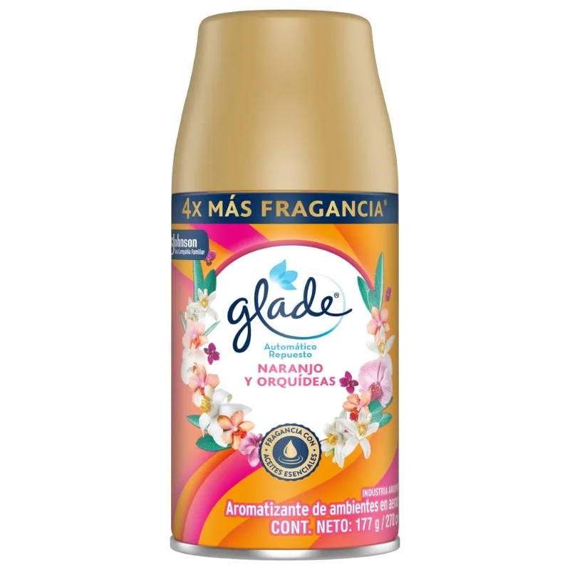 Aromatizante de Ambientes Glade Naranjo y Orquídeas Repuesto x 270 ml Aromatizante de Ambientes Automático Glade Repuesto x 175 g
