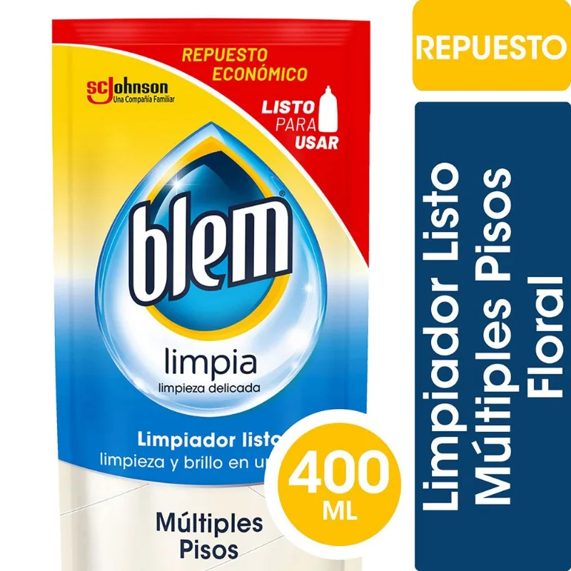 Limpiador múltiples pisos Blem floral repuesto económico 400 ml.