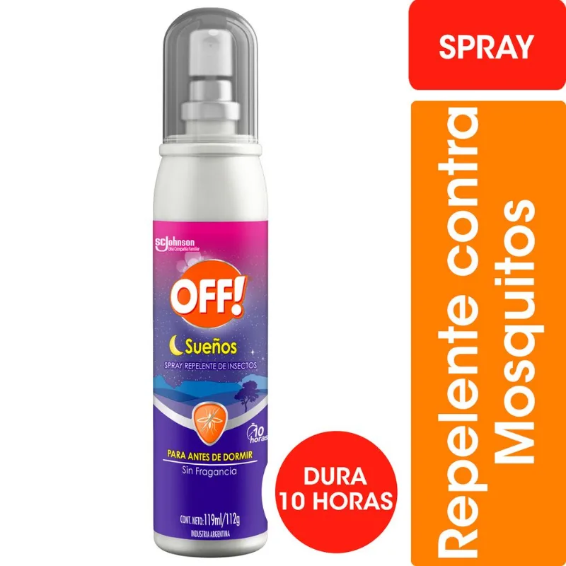 Repelente para mosquitos Off! sueños para antes de dormir sin fragancia spray 119 ml.