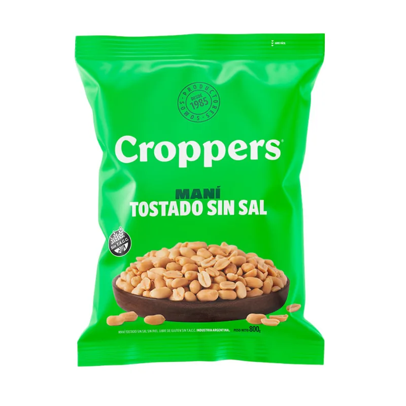Mani Croppers Tostado Sin Sal X800g