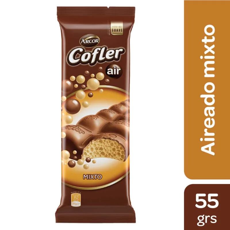 Chocolate Sabor Aireado Mixto 55 Grs Cofler