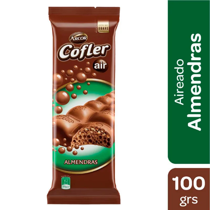 Chocolate Sabor Almendras Aireado 100 Grs Cofler