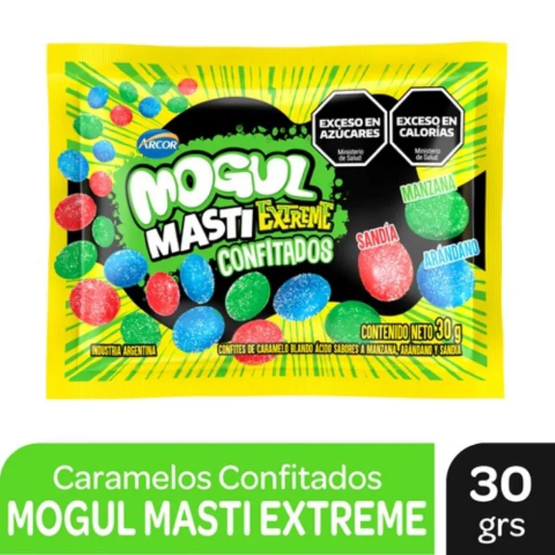 Caramelos Masticables Confitados Sabor Manzana Arándano y Sandía 30 Grs Mogul