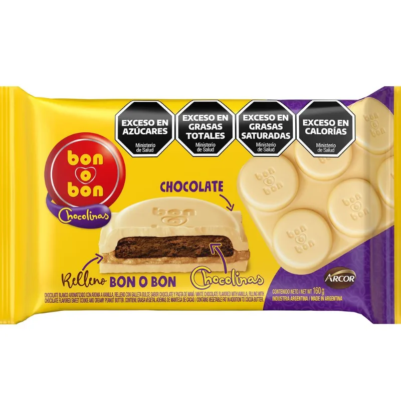 Tableta de chocolate blanco Bon o Bon Chocolinas 48 grs