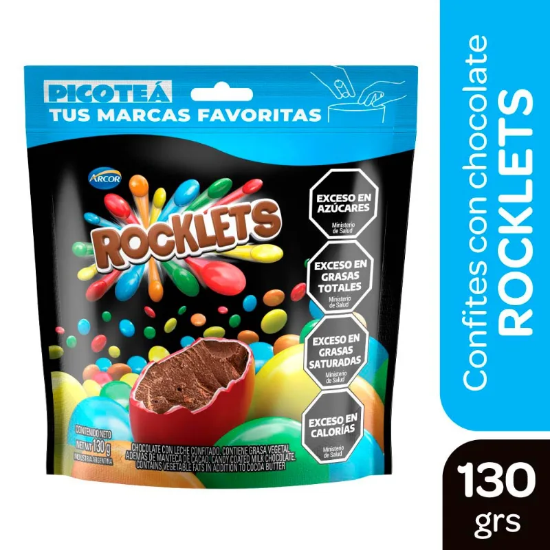Confites Sabor Chocolate 130 Grs Rocklet's