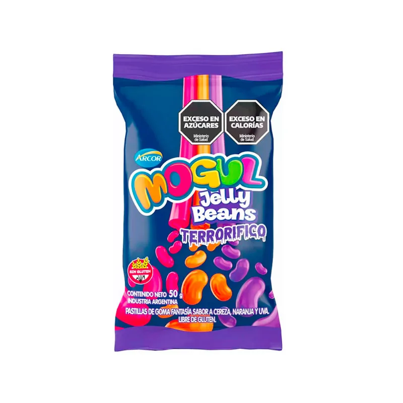 Gomitas Jelly Beans Sabor Cereza Naranja y Uva 50 Grs Mogul